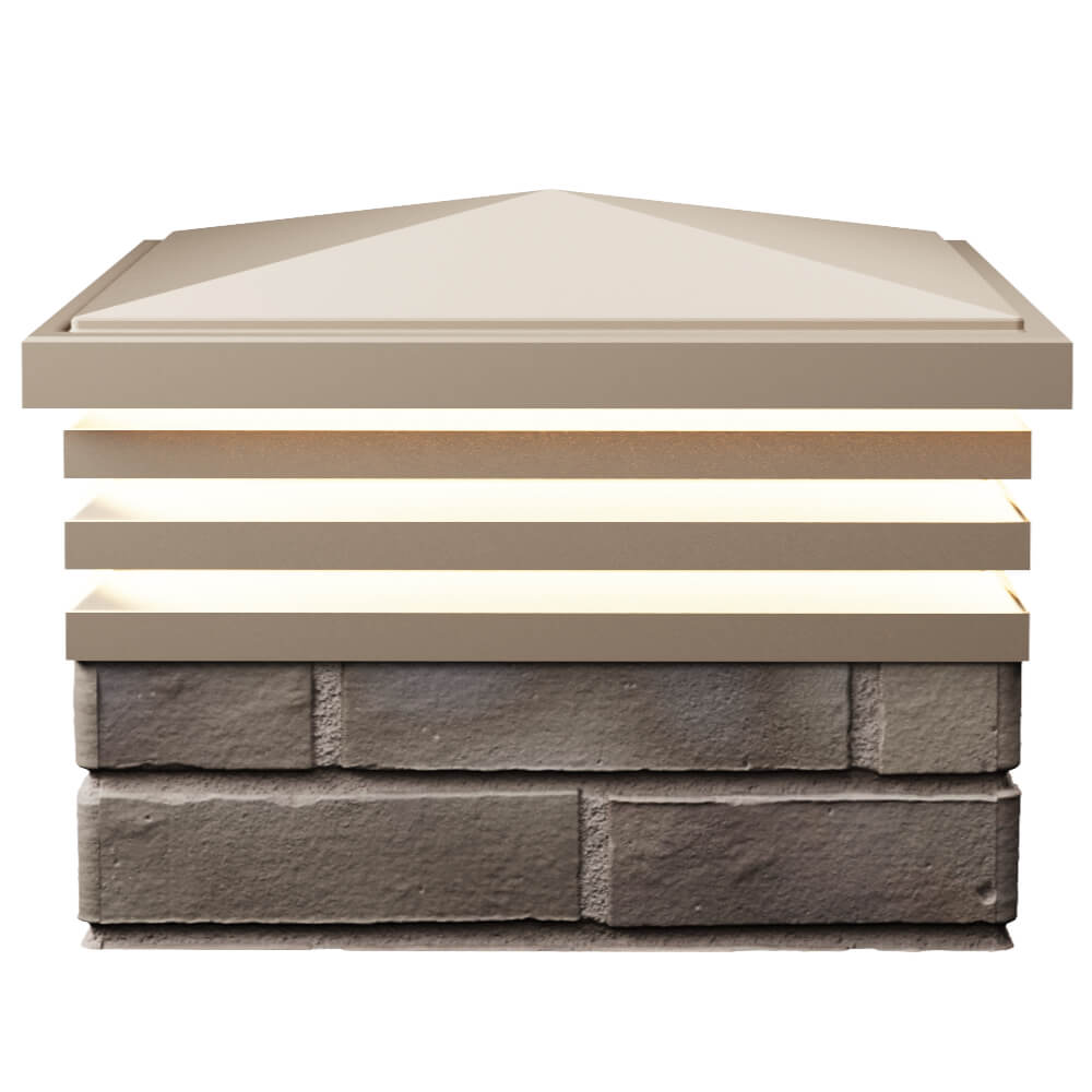 Колпак Zking Бона ХайТек Бежевый на столб 1.5х1.5 кирпича (385х385мм) с подсветкой в Шахтах фото
