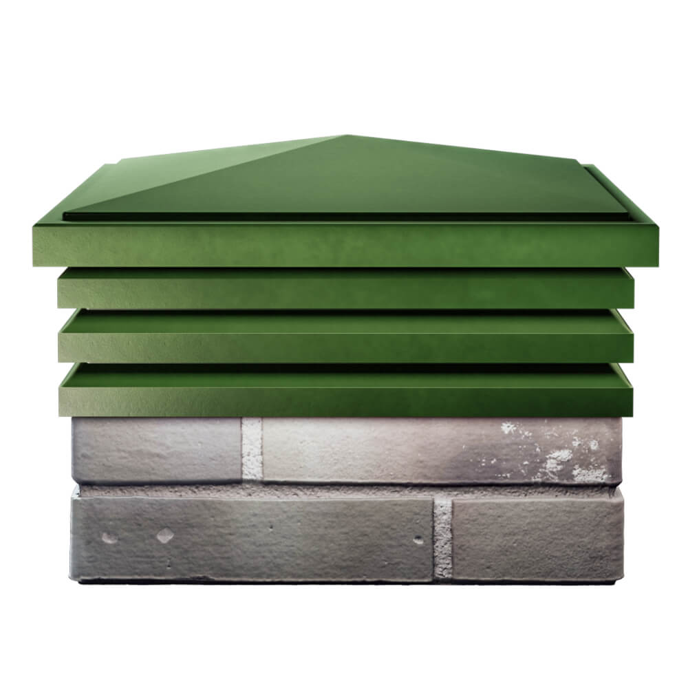 Колпак Zking Бона ХайТек Зеленый на столб 1.5х1.5 кирпича (385х385мм) Шахты фото