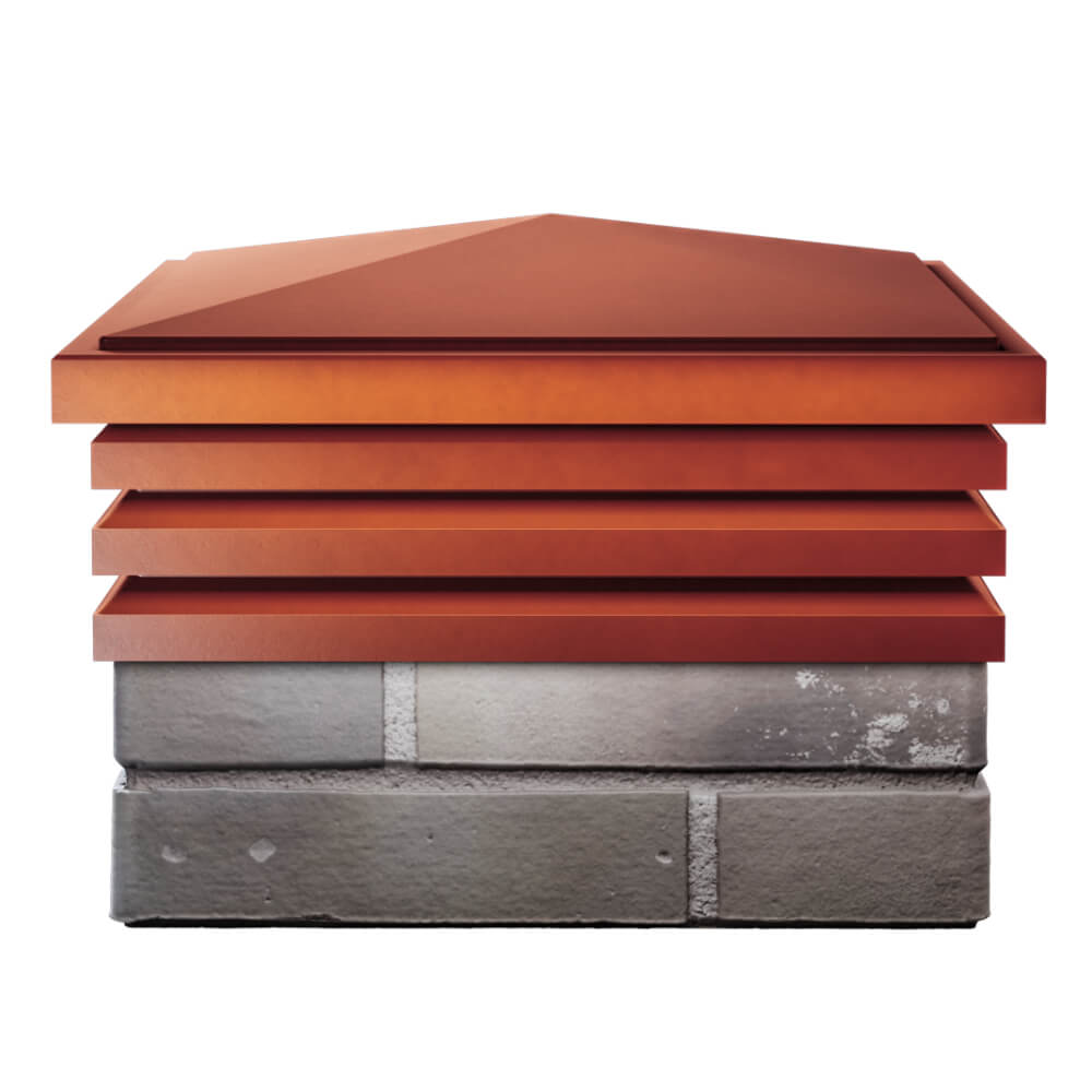 Колпак Zking Бона ХайТек Красный на столб 1.5х1.5 кирпича (385х385мм) Шахты фото