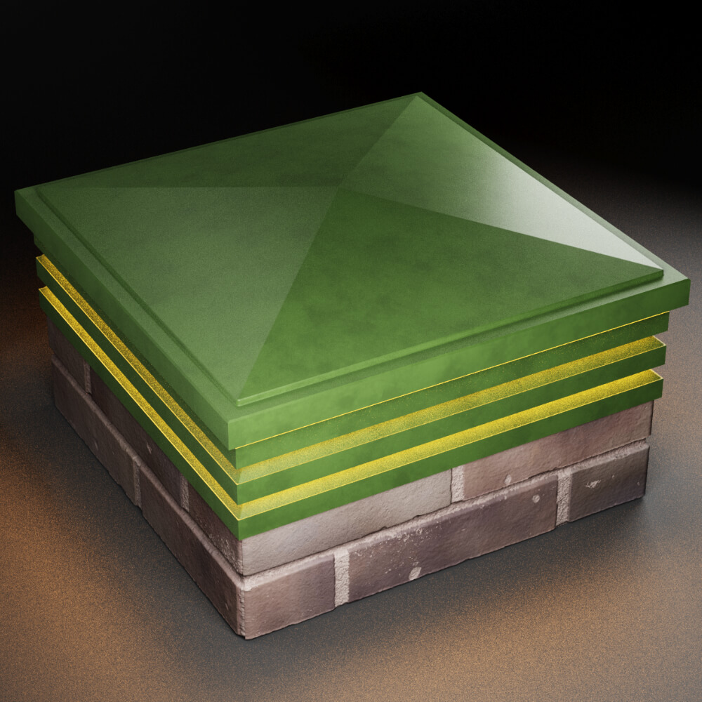 Колпак Zking Бона ХайТек Зеленый на столб 2х2 кирпича (513х513мм) с подсветкой в Шахтах фото