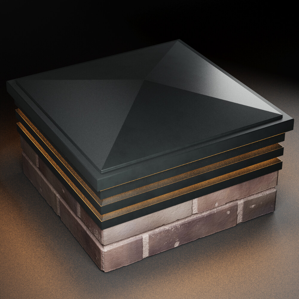 Колпак Zking Бона ХайТек Черный на столб 2х2 кирпича (513х513мм) с подсветкой в Шахтах фото