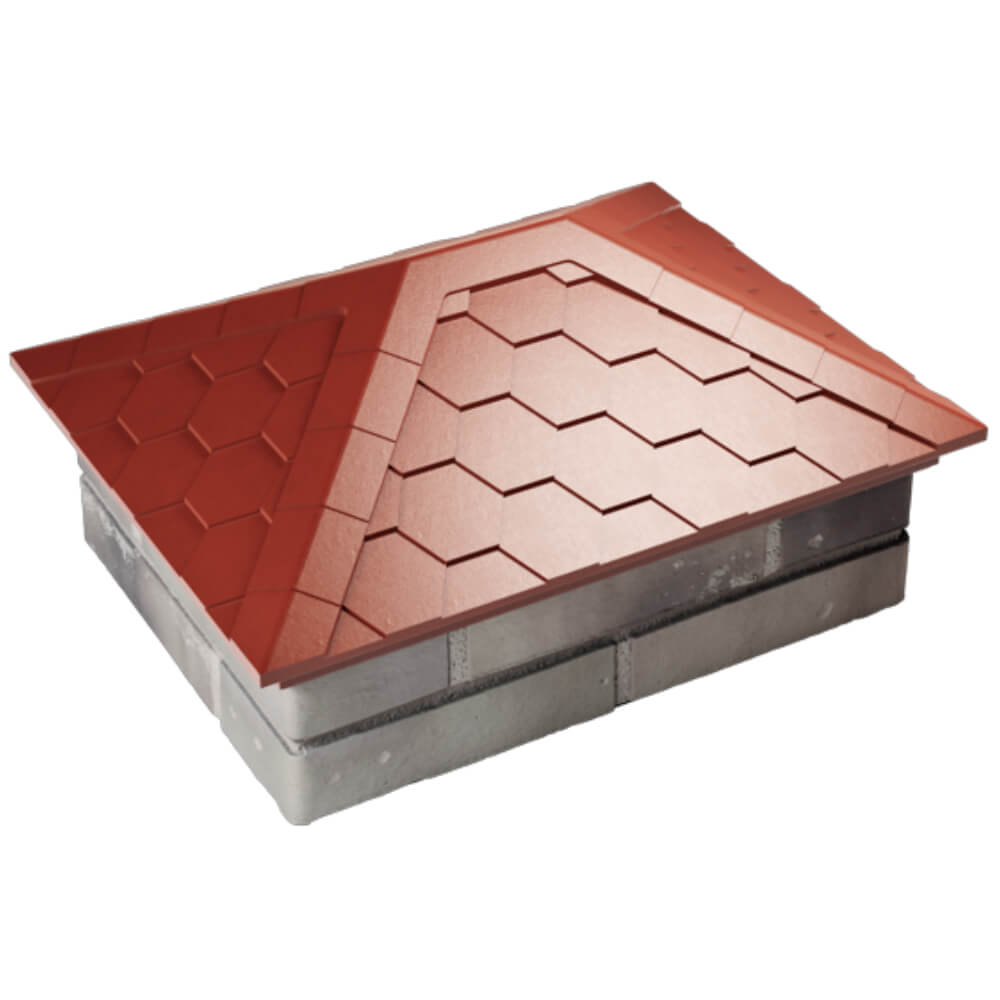 Колпак Zking Эверест Красный на столб 2х1.5 кирпича (520х390мм) Шахты фото