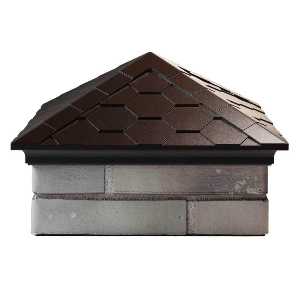 Колпак Zking Эверест Коричневый на столб 1.5х1.5 кирпича (390х390мм) Шахты фото
