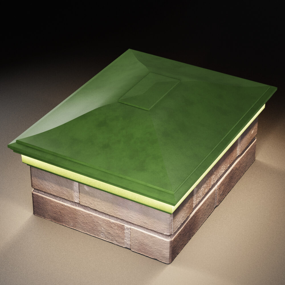 Колпак Zking Монблан Зеленый на столб 2х1.5 кирпича (515х385мм) c подсветкой в Шахтах фото