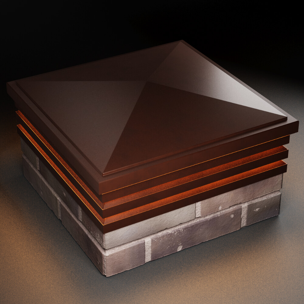 Колпак Zking Бона ХайТек Коричневый на столб 2х2 кирпича (513х513мм) с подсветкой в Шахтах фото