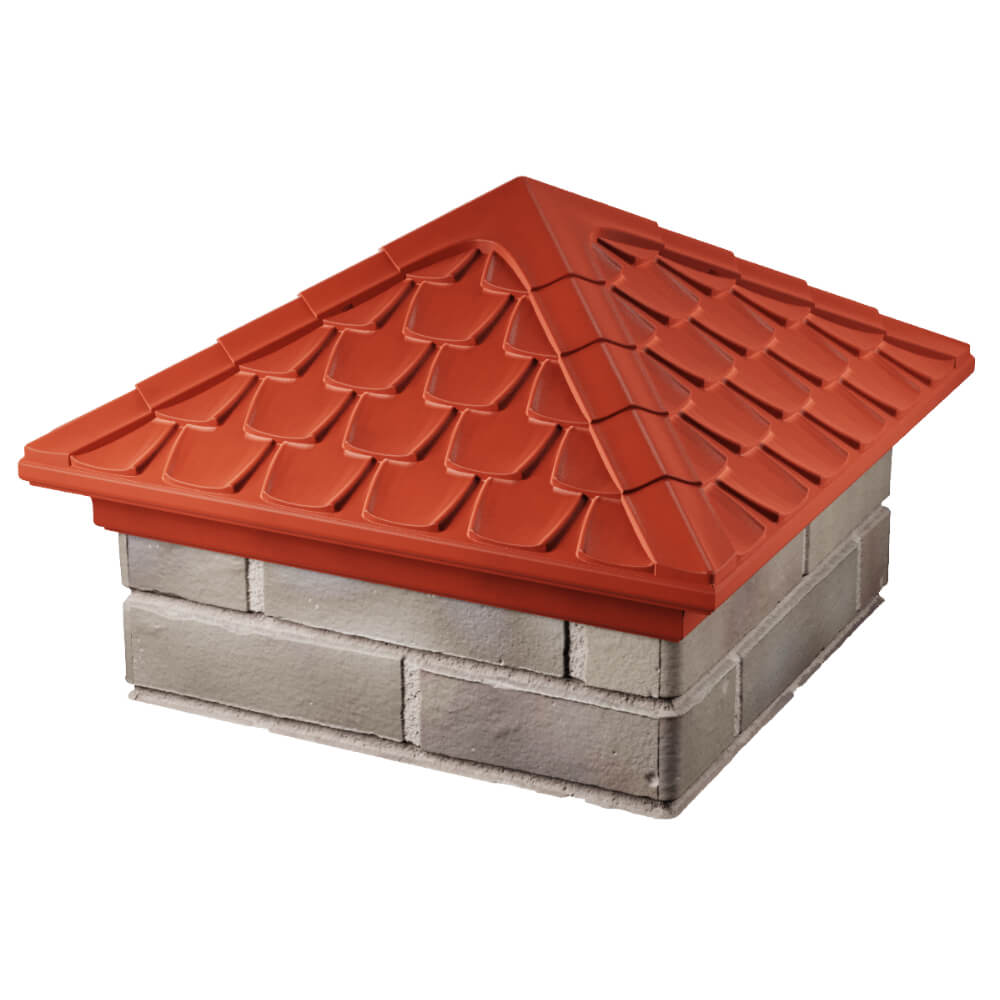 Колпак Zking Эльбрус Красный на столб 1.5х1.5 кирпича (385х385мм) в Шахтах фото