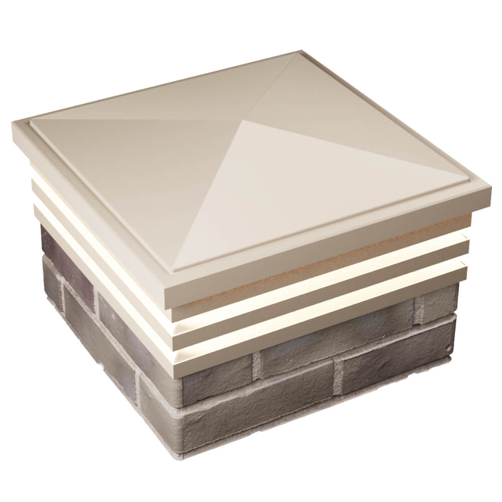 Колпак Zking Бона ХайТек Бежевый на столб 1.5х1.5 кирпича (385х385мм) с подсветкой в Шахтах фото