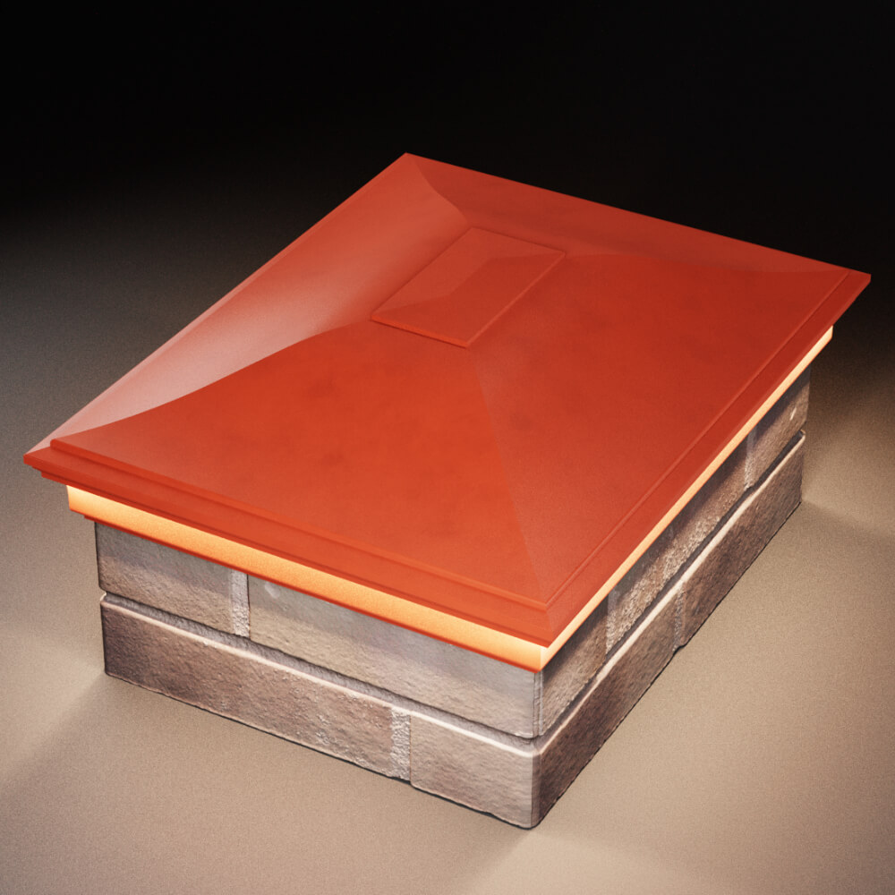 Колпак Zking Монблан Красный на столб 2х1.5 кирпича (515х385мм) c подсветкой в Шахтах фото