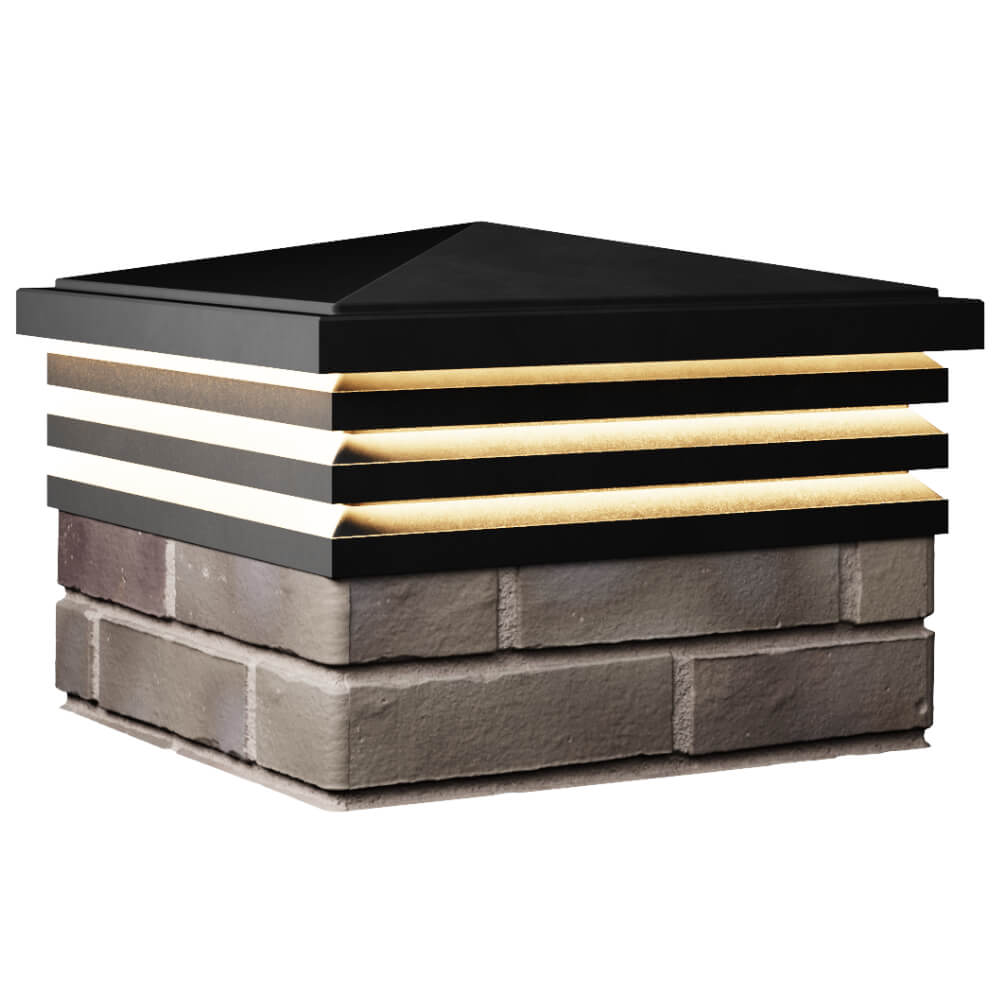 Колпак Zking Бона ХайТек Черный на столб 1.5х1.5 кирпича (385х385мм) с подсветкой в Шахтах фото