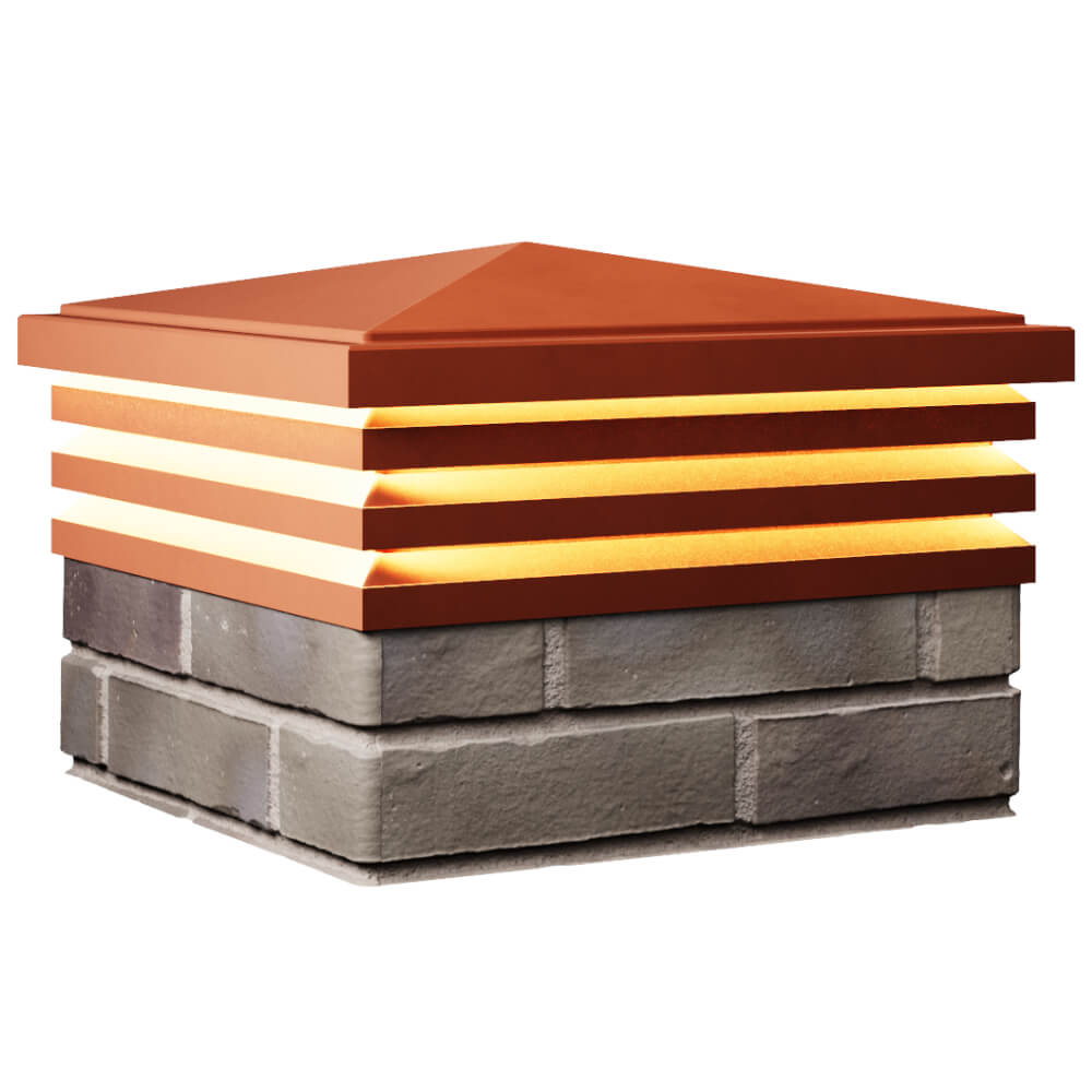 Колпак Zking Бона ХайТек Красный на столб 1.5х1.5 кирпича (385х385мм) с подсветкой в Шахтах фото