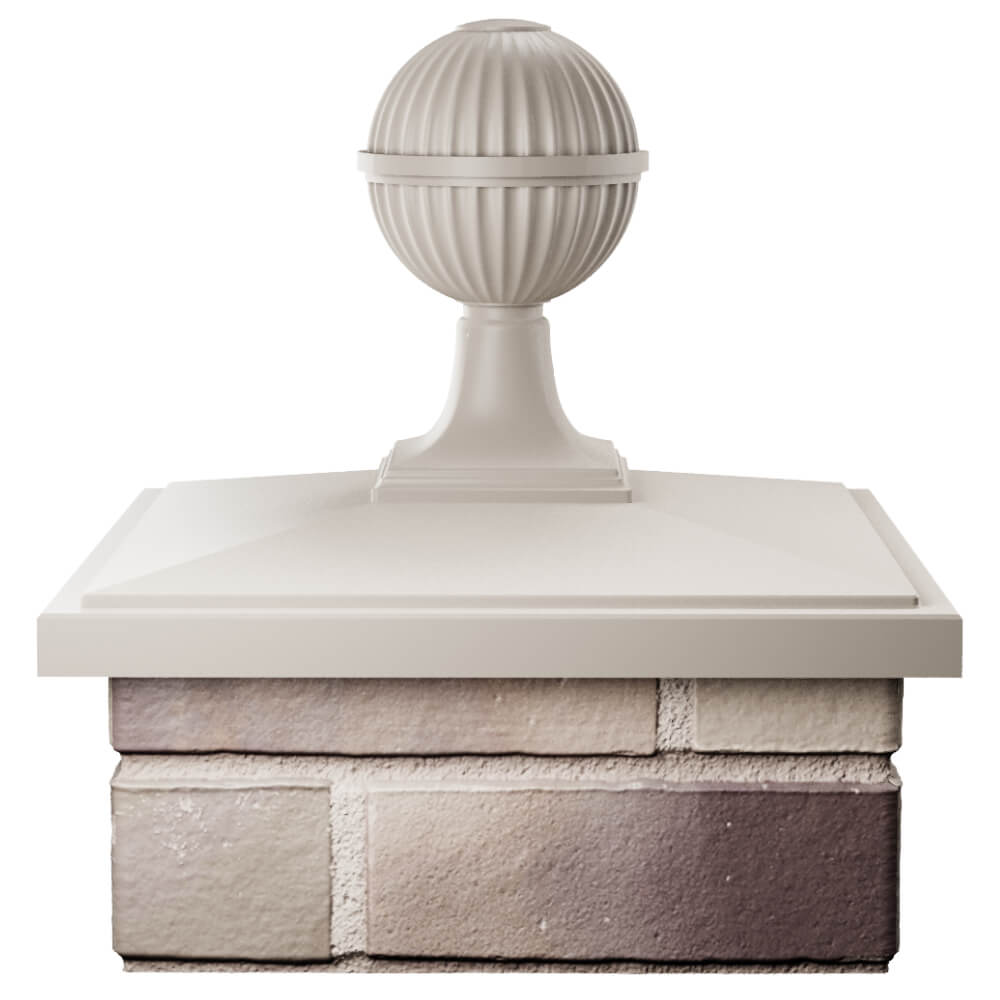 Колпак Zking БонаМоно Бежевый с шаром на столб 1.5х1.5 кирпича (385х385, 400х400мм) в сборе Шахты фото