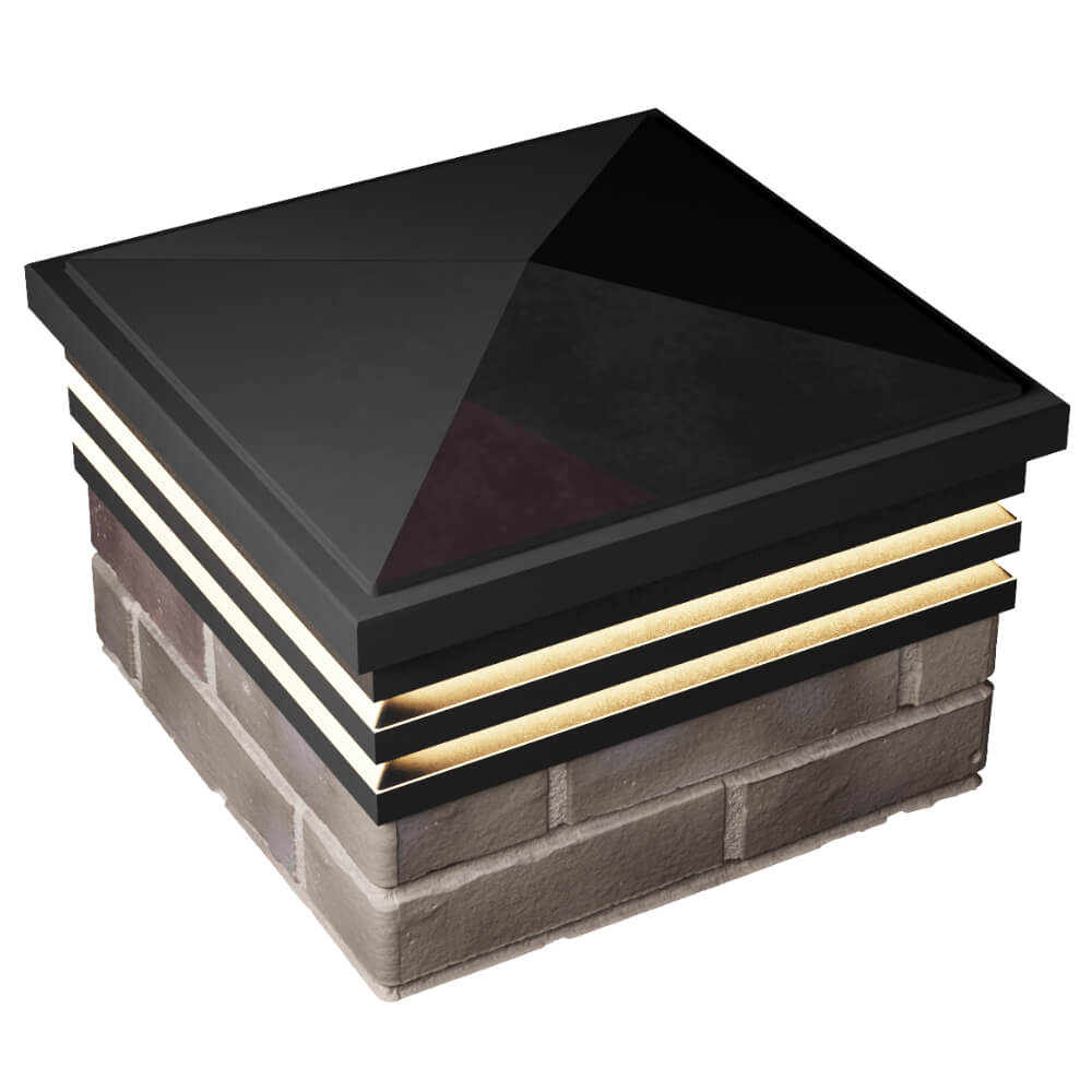 Колпак Zking Бона ХайТек Черный на столб 1.5х1.5 кирпича (385х385мм) с подсветкой в Шахтах фото