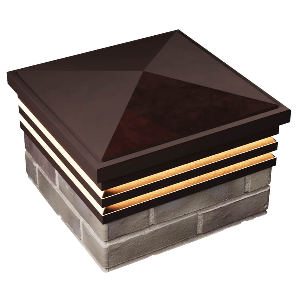 Колпак Zking Бона ХайТек Коричневый на столб 1.5х1.5 кирпича (385х385мм) с подсветкой в Шахтах фото