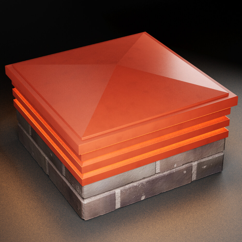 Колпак Zking Бона ХайТек Красный на столб 2х2 кирпича (513х513мм) с подсветкой в Шахтах фото