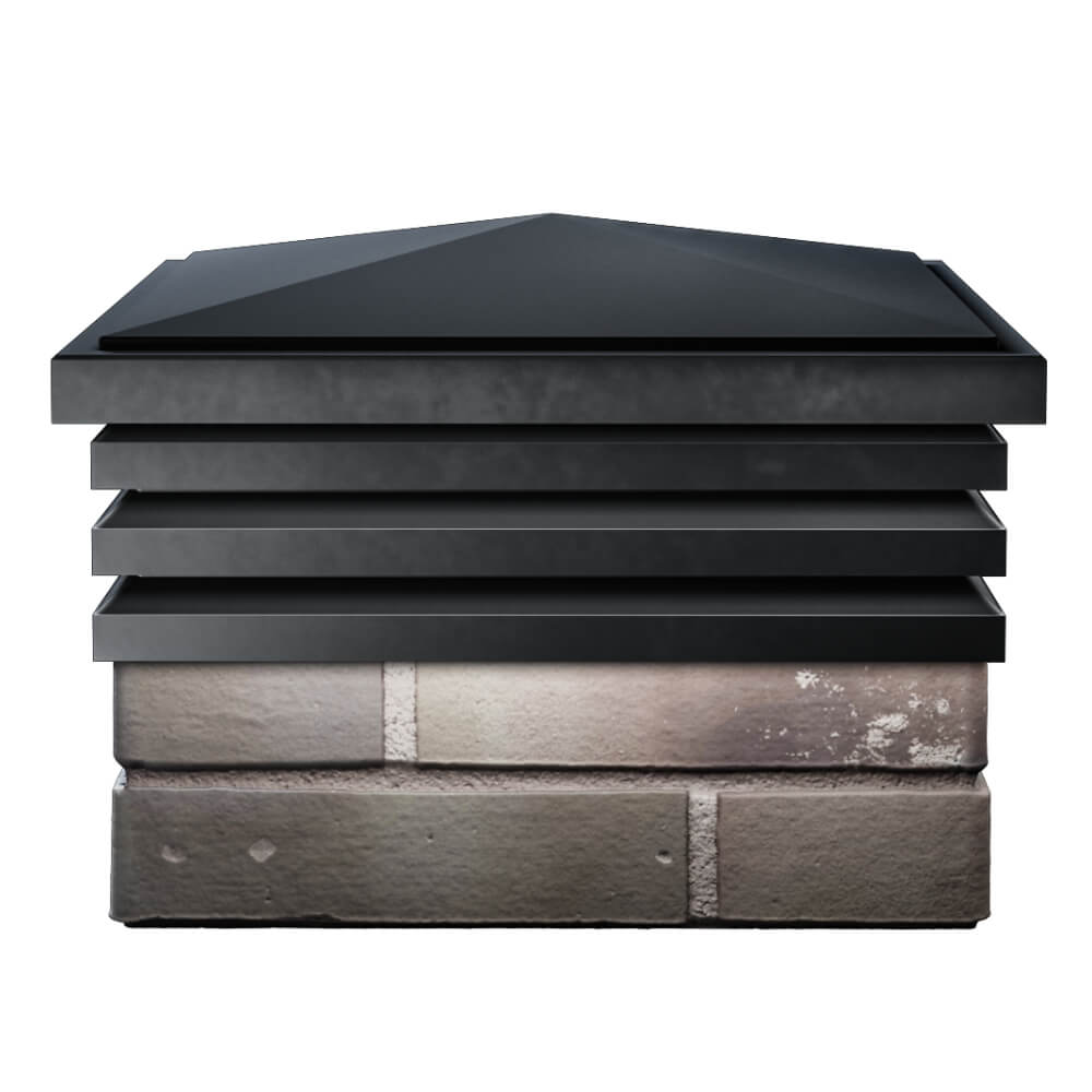 Колпак Zking Бона ХайТек Черный на столб 1.5х1.5 кирпича (385х385мм) Шахты фото