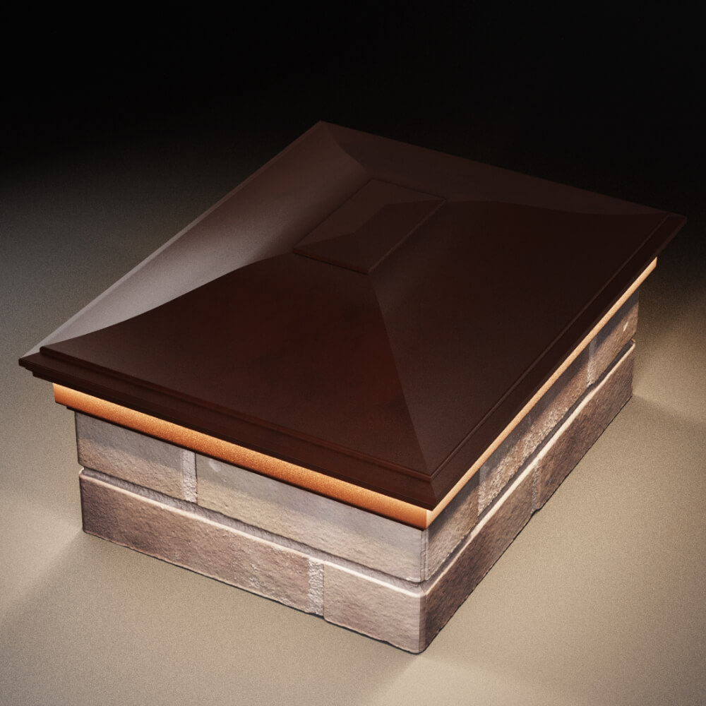 Колпак Zking Монблан Коричневый на столб 2х1.5 кирпича (515х385мм) c подсветкой в Шахтах фото