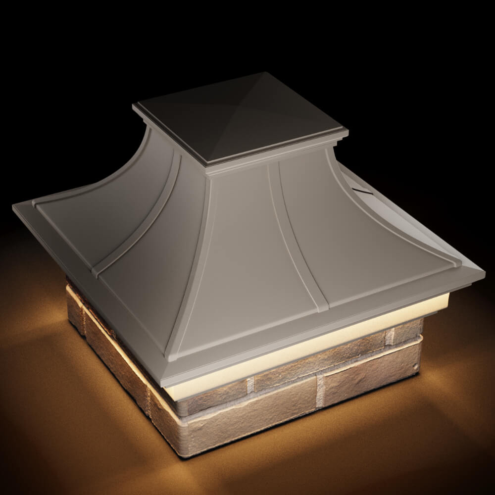 Колпак Zking Монблан Премиум Бежевый на столб 1.5х1.5 кирпича (385х385мм) с подсветкой в Шахтах фото