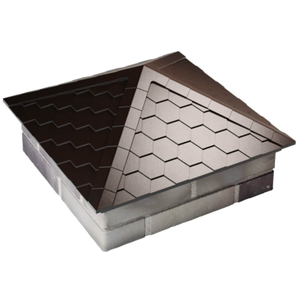 Колпак Zking Эверест Коричневый на столб 2х2 кирпича (535х535мм) Шахты фото