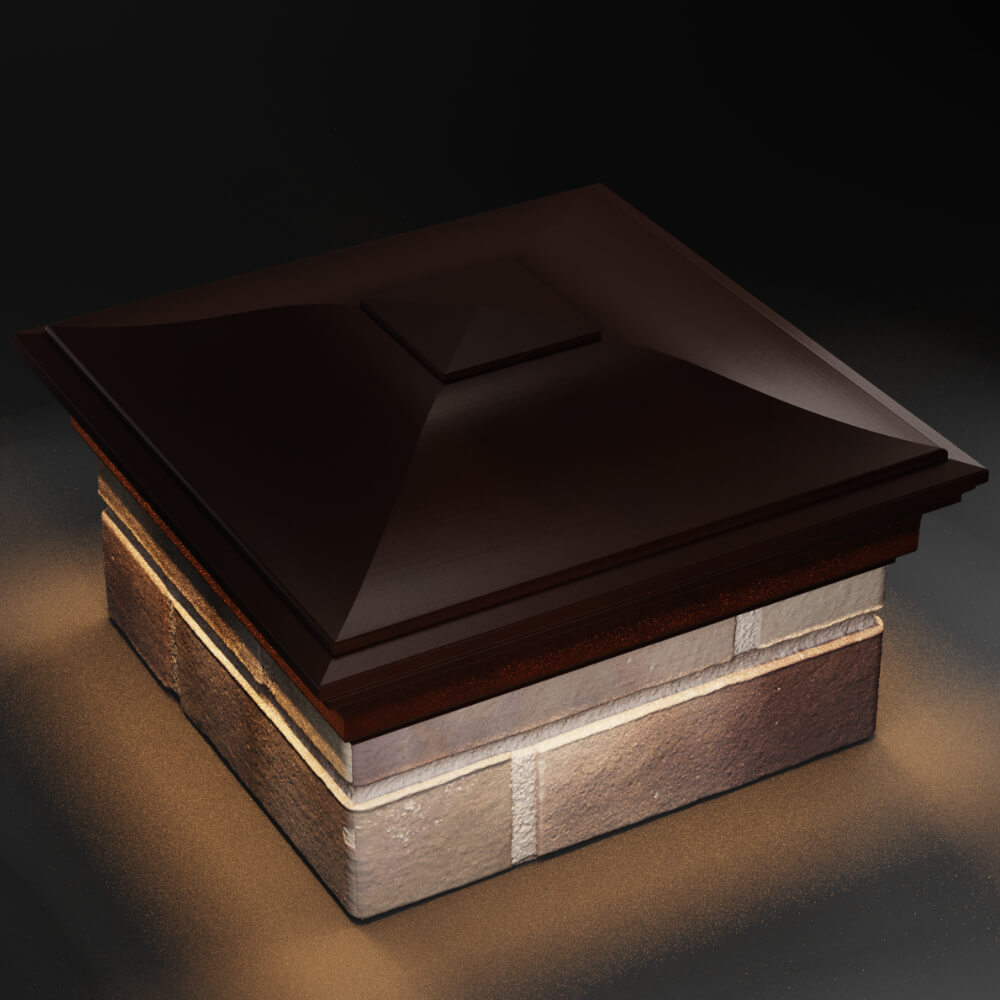 Колпак Zking Монблан Коричневый на столб 1.5х1.5 кирпича (385х385мм) с подсветкой в Шахтах фото