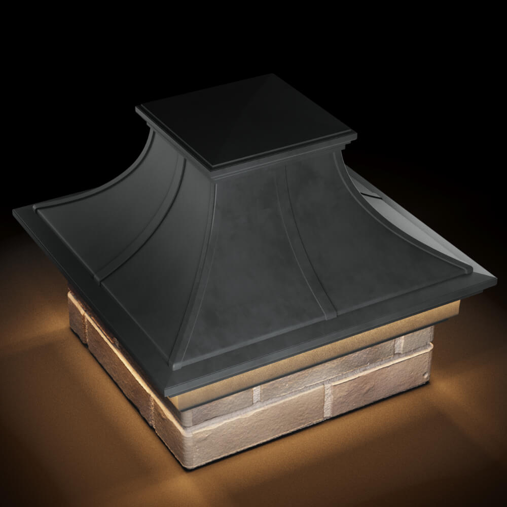 Колпак Zking Монблан Премиум Серый на столб 1.5х1.5 кирпича (385х385мм) с подсветкой в Шахтах фото