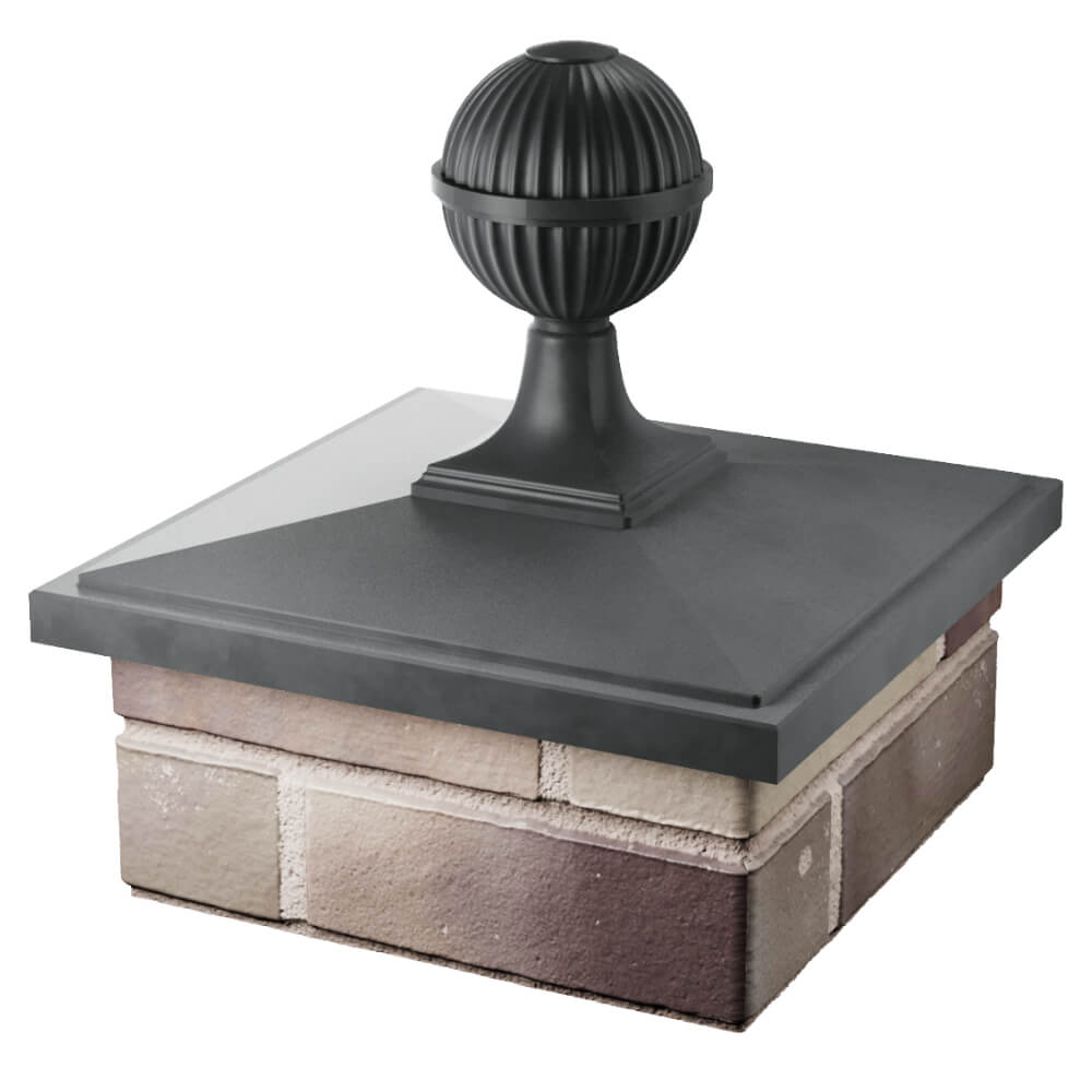 Колпак Zking БонаМоно Серый с шаром на столб 1.5х1.5 кирпича (385х385, 400х400мм) в сборе в Шахтах фото