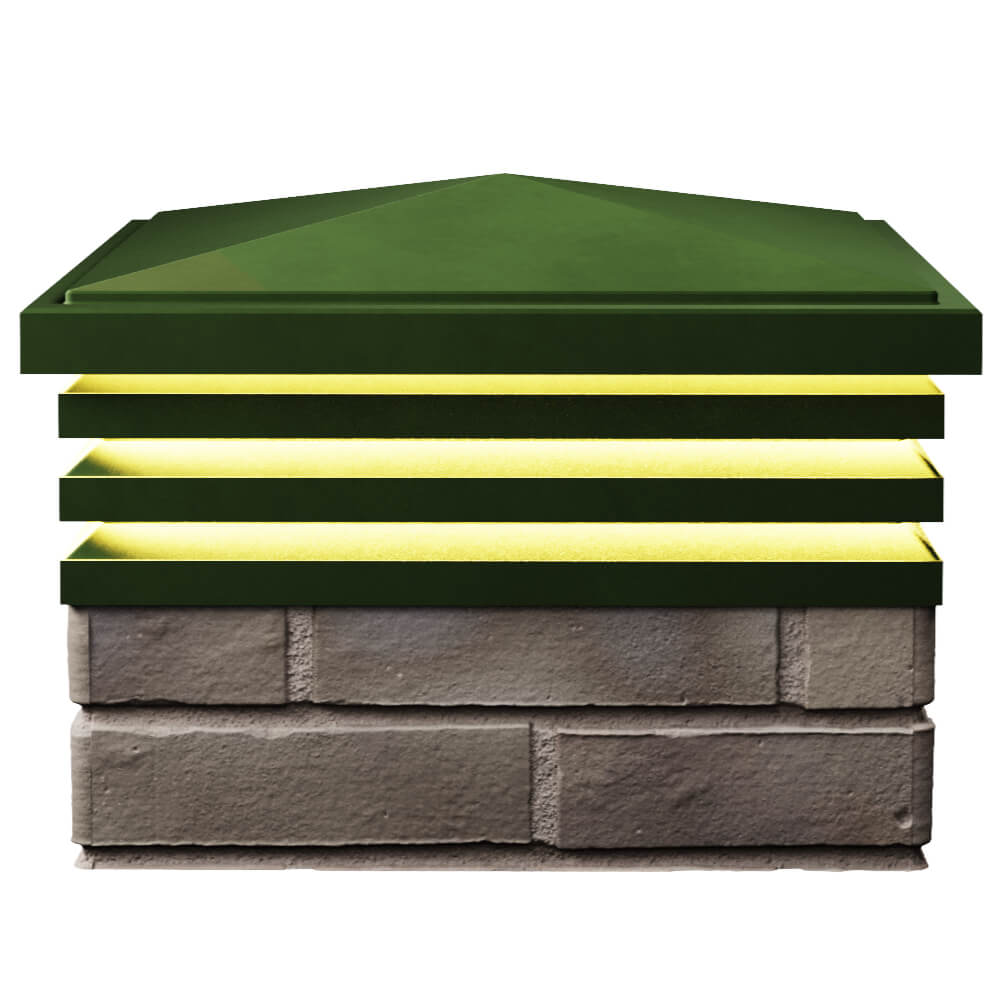 Колпак Zking Бона ХайТек Зеленый на столб 1.5х1.5 кирпича (385х385мм) с подсветкой в Шахтах фото