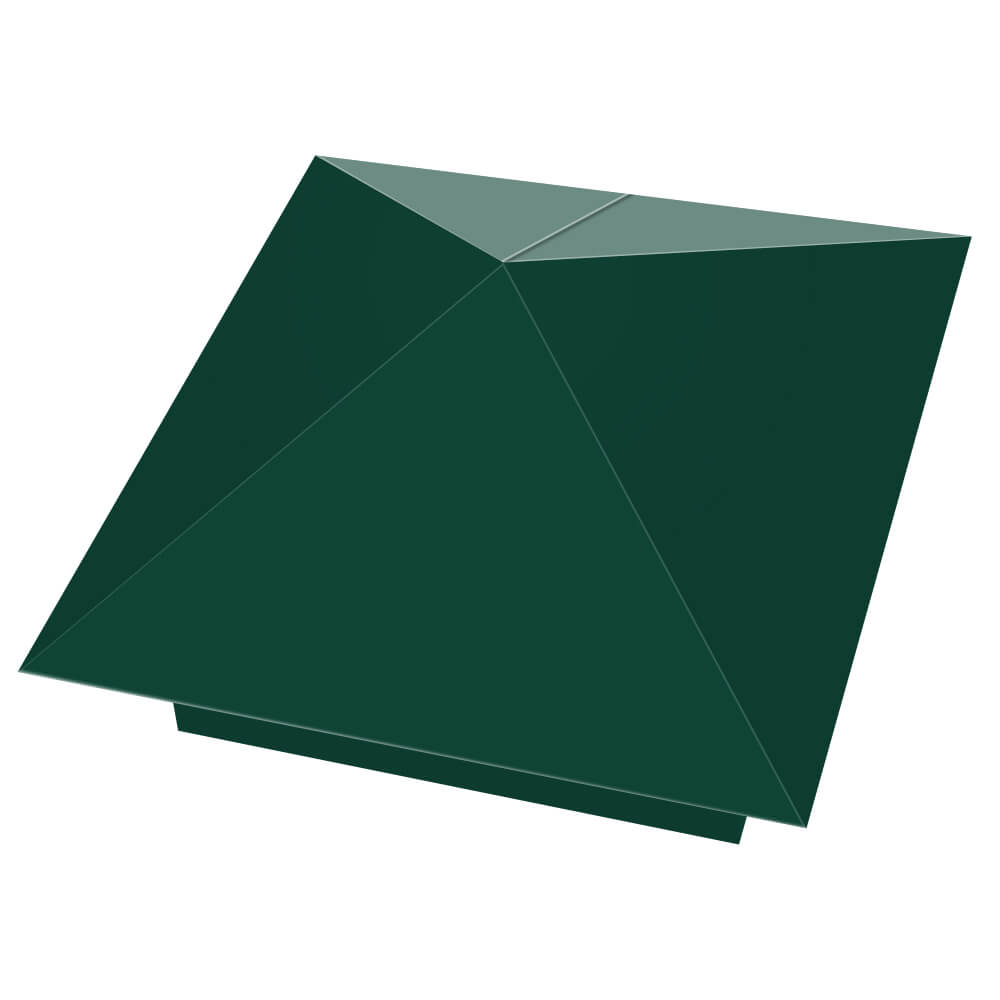 Колпак металлический 390х390мм RAL6005 Зеленый Мох заборный Шахты фото