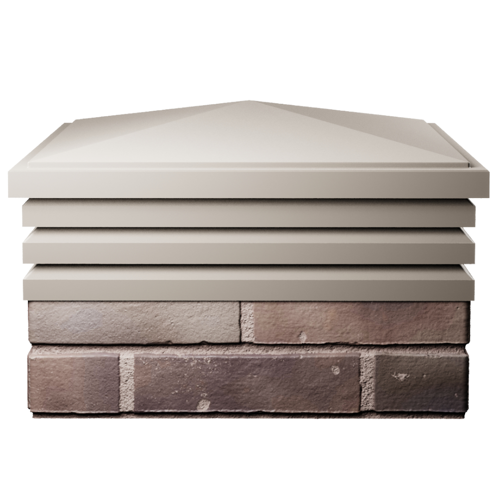 Колпак Zking Бона ХайТек Бежевый на столб 2х2 кирпича (513х513мм) Шахты фото