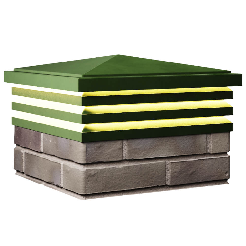 Колпак Zking Бона ХайТек Зеленый на столб 1.5х1.5 кирпича (385х385мм) с подсветкой в Шахтах фото