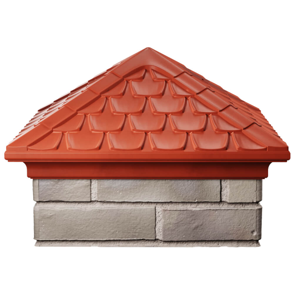 Колпак Zking Эльбрус Красный на столб 1.5х1.5 кирпича (385х385мм) Шахты фото