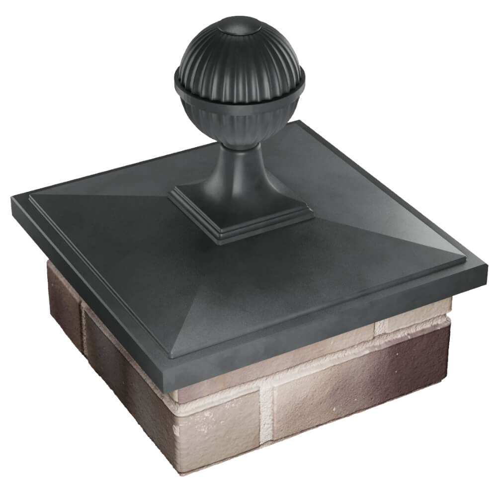 Колпак Zking БонаМоно Серый с шаром на столб 1.5х1.5 кирпича (385х385, 400х400мм) в сборе в Шахтах фото