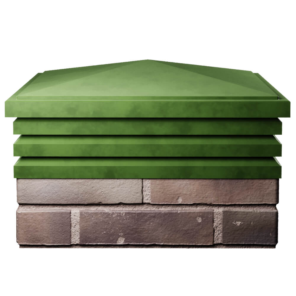 Колпак Zking Бона ХайТек Зеленый на столб 2х2 кирпича (513х513мм) Шахты фото