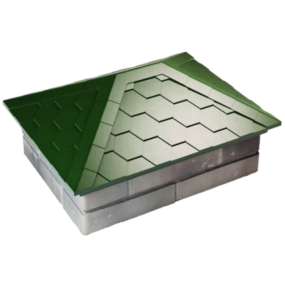 Колпак Zking Эверест Зеленый на столб 2х1.5 кирпича (520х390мм) Шахты фото