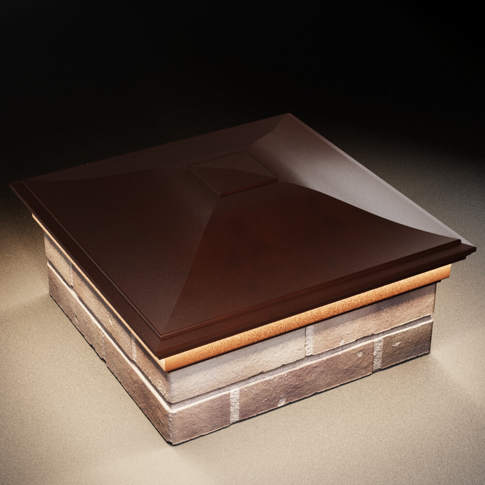 Колпак Zking Монблан Коричневый на столб 2х2 кирпича (515х515мм) c подсветкой в Шахтах фото