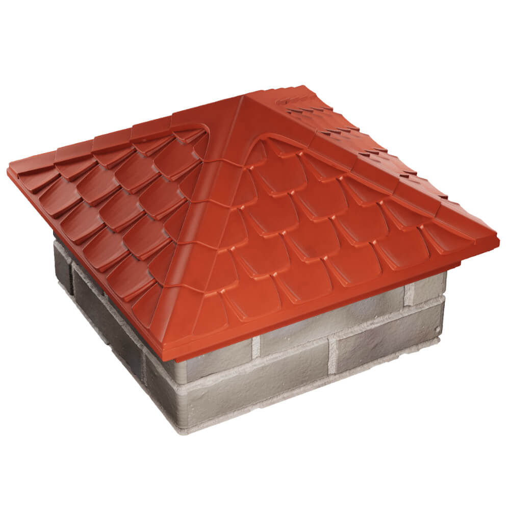 Колпак Zking Эльбрус Красный на столб 1.5х1.5 кирпича (385х385мм) в Шахтах фото