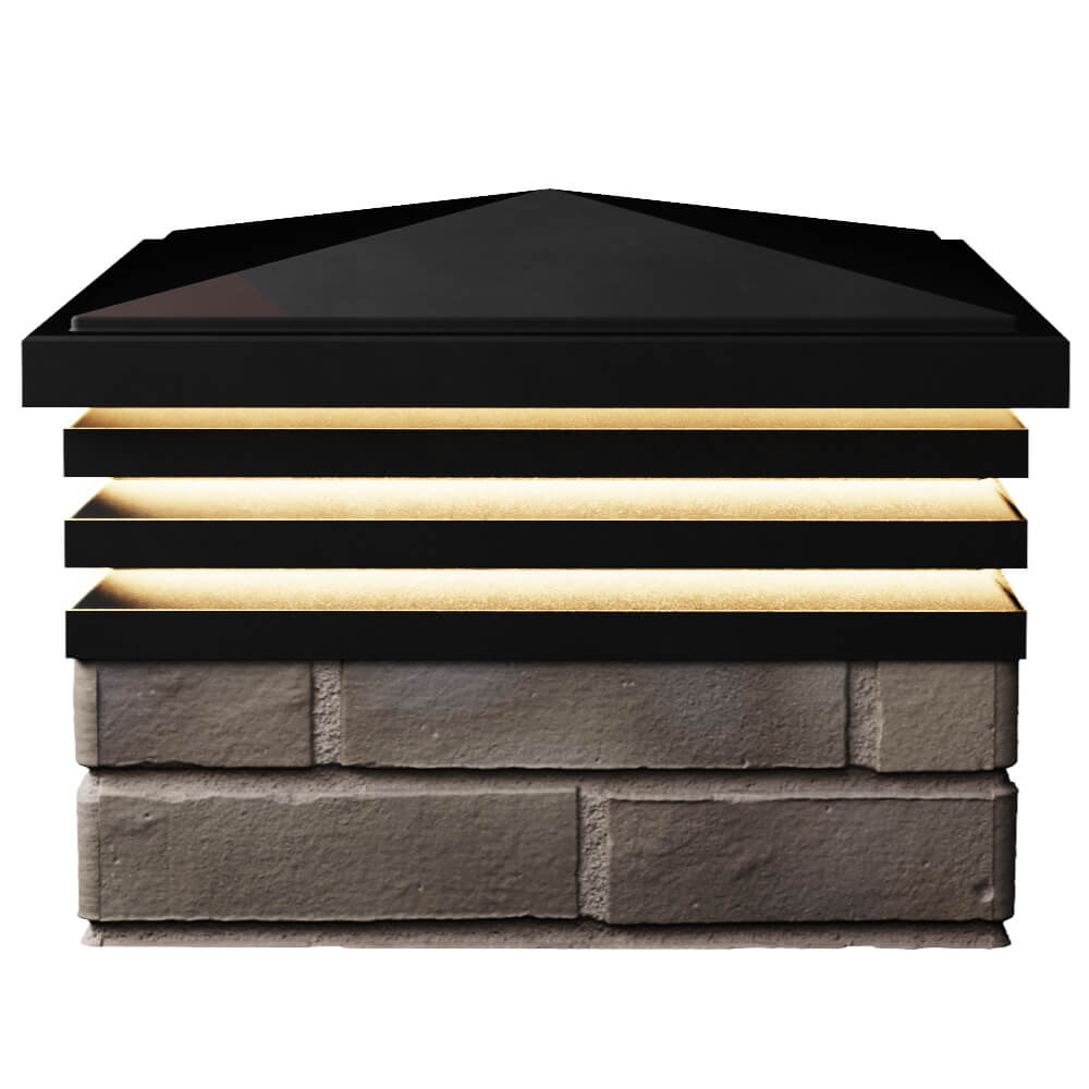 Колпак Zking Бона ХайТек Черный на столб 1.5х1.5 кирпича (385х385мм) с подсветкой в Шахтах фото