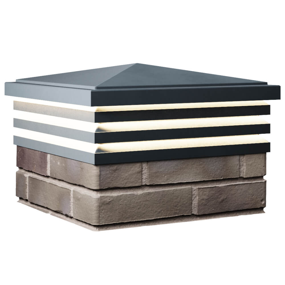 Колпак Zking Бона ХайТек Серый на столб 1.5х1.5 кирпича (385х385мм) с подсветкой в Шахтах фото