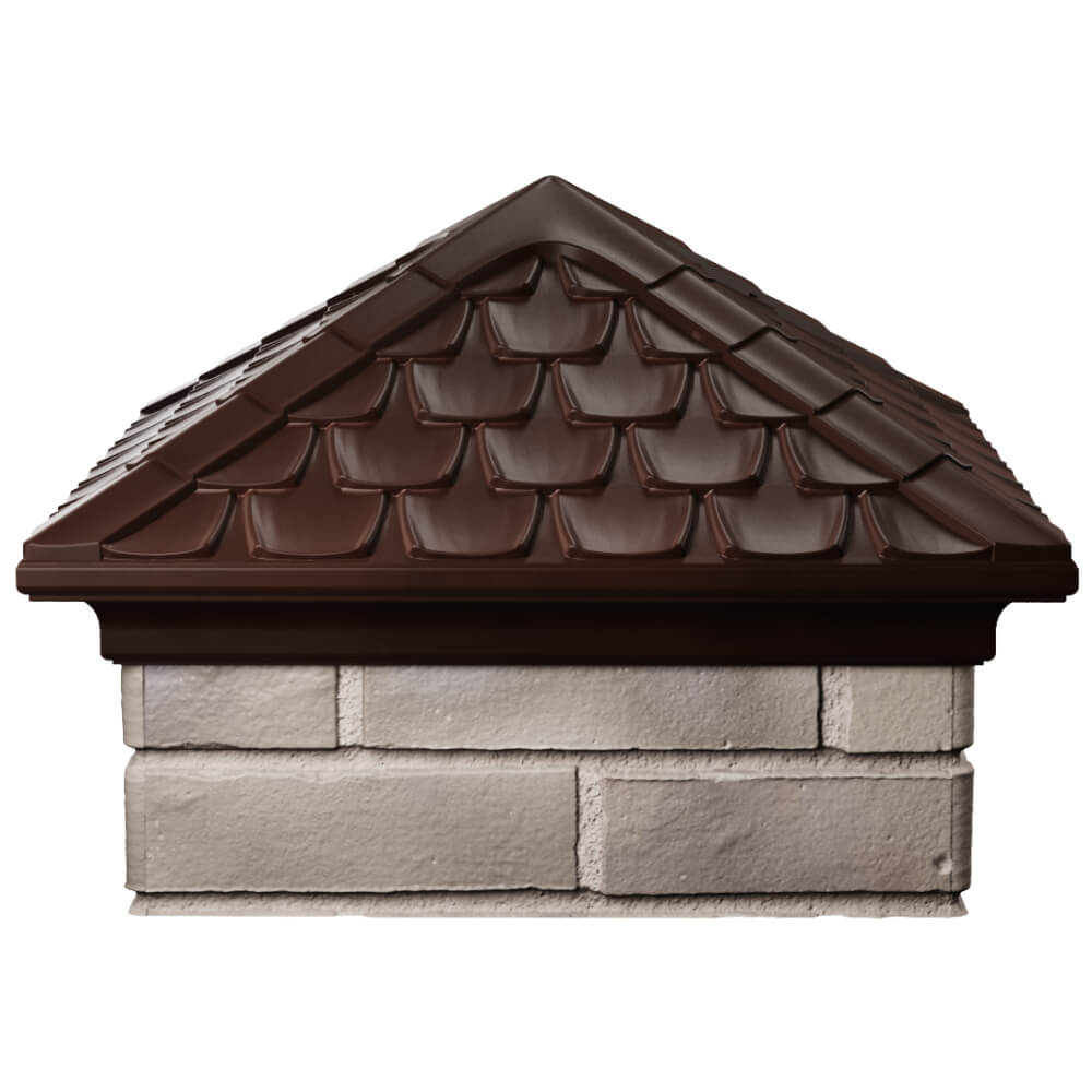 Колпак Zking Эльбрус Коричневый на столб 1.5х1.5 кирпича (385х385мм) Шахты фото