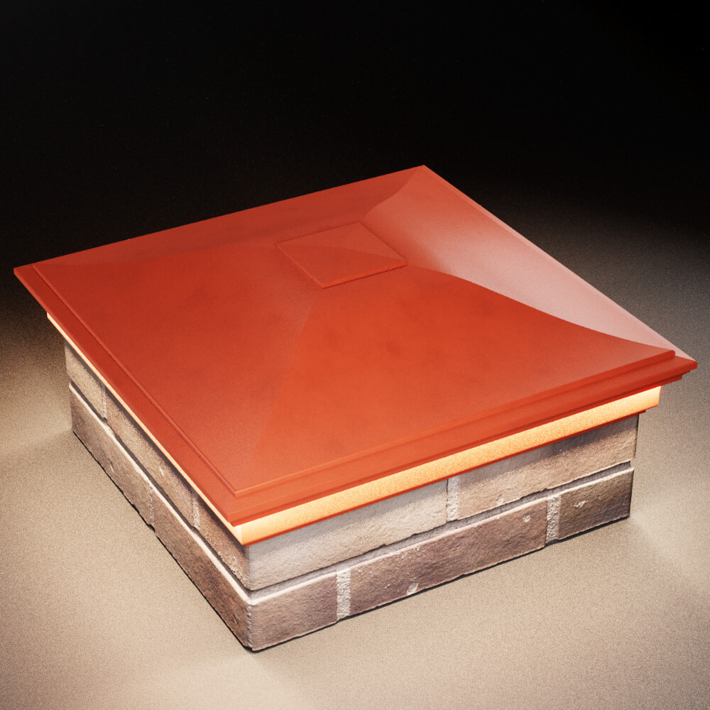 Колпак Zking Монблан Красный на столб 2х2 кирпича (515х515мм) c подсветкой в Шахтах фото