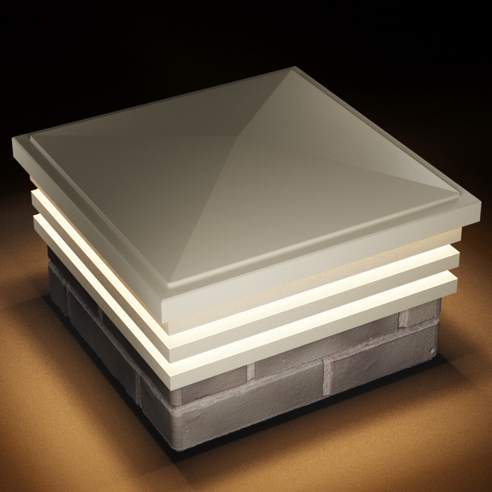 Колпак Zking Бона ХайТек Бежевый на столб 1.5х1.5 кирпича (385х385мм) с подсветкой в Шахтах фото