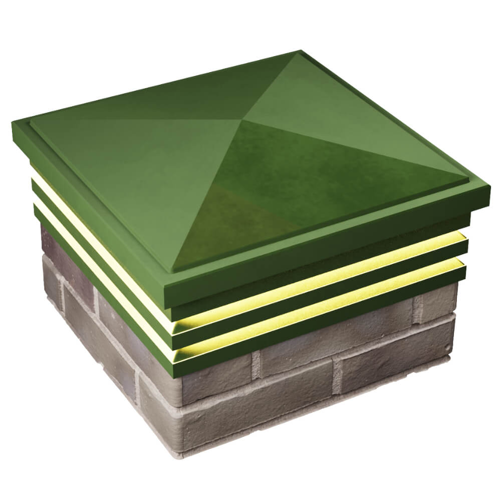 Колпак Zking Бона ХайТек Зеленый на столб 1.5х1.5 кирпича (385х385мм) с подсветкой в Шахтах фото