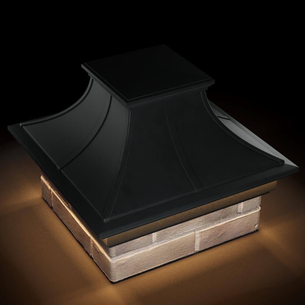 Колпак Zking Монблан Премиум Черный на столб 1.5х1.5 кирпича (385х385мм) с подсветкой в Шахтах фото