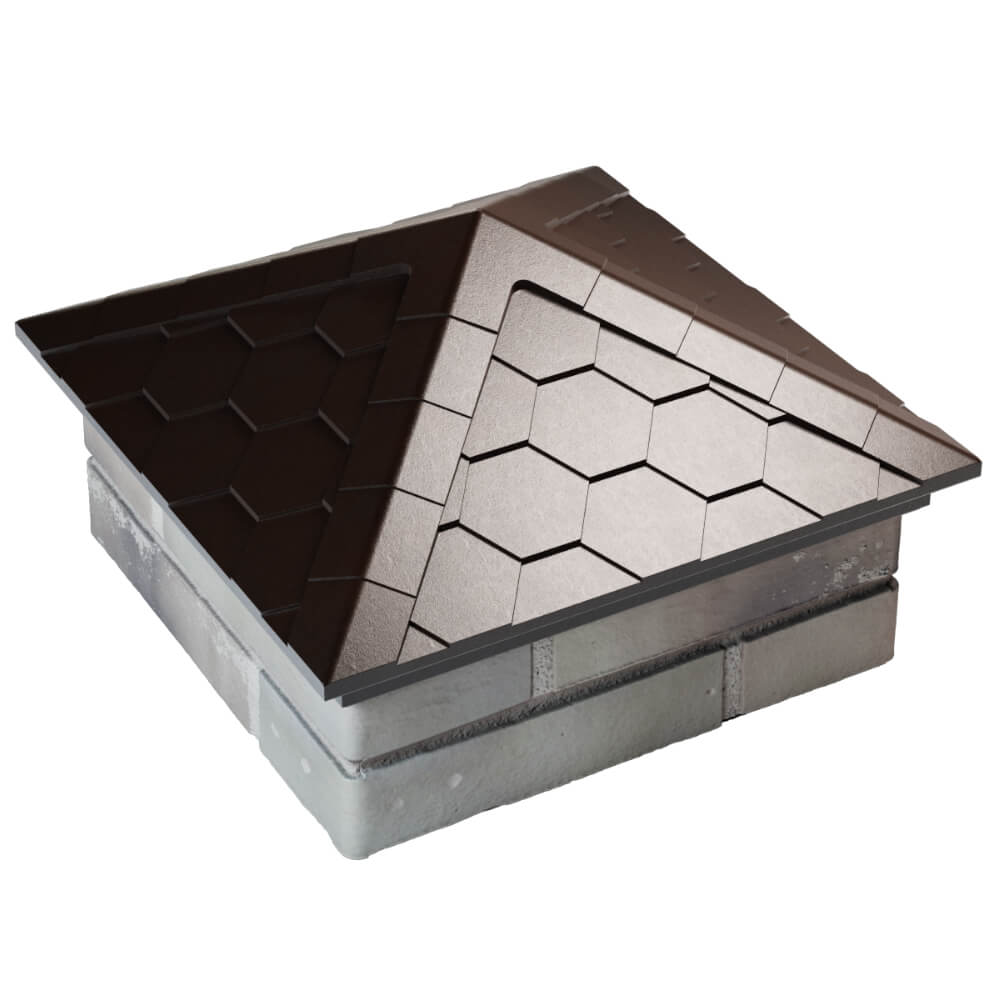 Колпак Zking Эверест Коричневый на столб 1.5х1.5 кирпича (390х390мм) в Шахтах фото