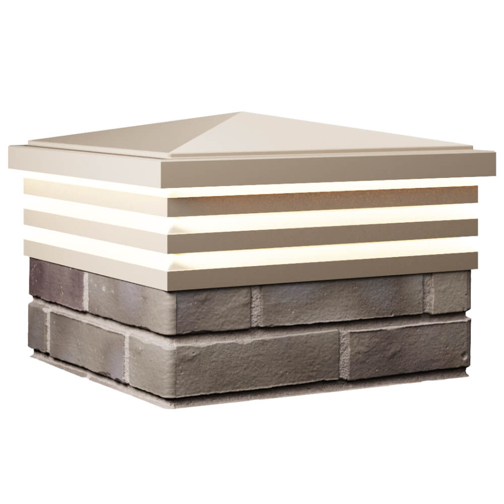 Колпак Zking Бона ХайТек Бежевый на столб 1.5х1.5 кирпича (385х385мм) с подсветкой в Шахтах фото