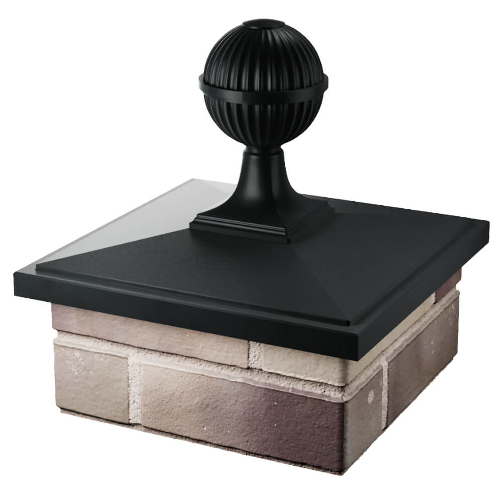 Колпак Zking БонаМоно Черный с шаром на столб 1.5х1.5 кирпича (385х385, 400х400мм) в сборе в Шахтах фото