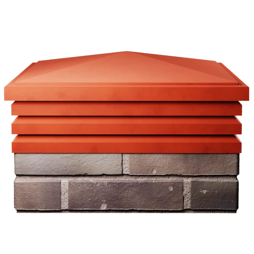 Колпак Zking Бона ХайТек Красный на столб 2х2 кирпича (513х513мм) Шахты фото