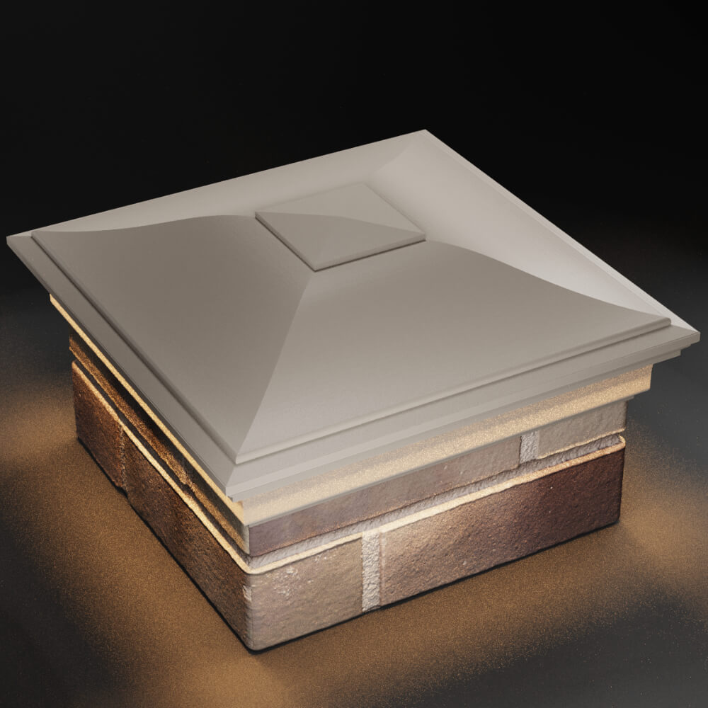 Колпак Zking Монблан Бежевый на столб 1.5х1.5 кирпича (385х385мм) с подсветкой в Шахтах фото