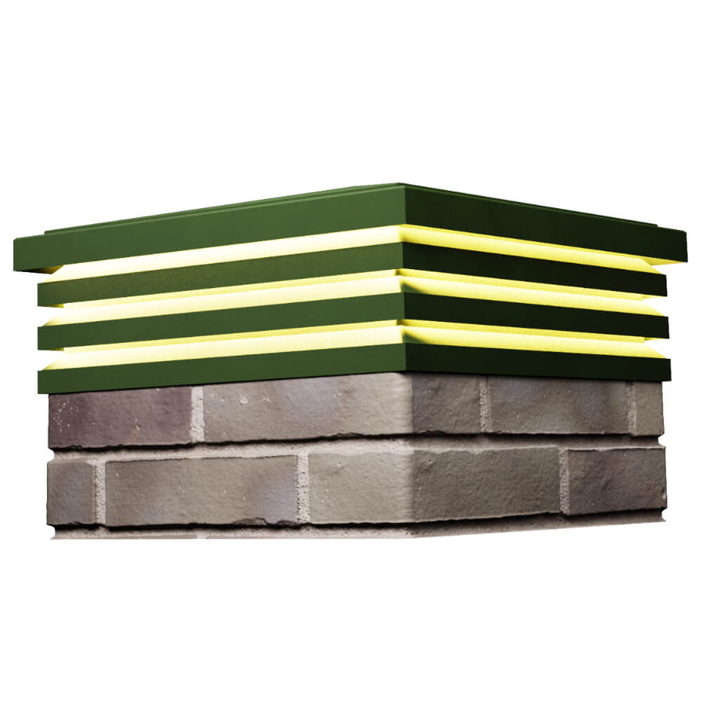 Колпак Zking Бона ХайТек Зеленый на столб 1.5х1.5 кирпича (385х385мм) с подсветкой в Шахтах фото