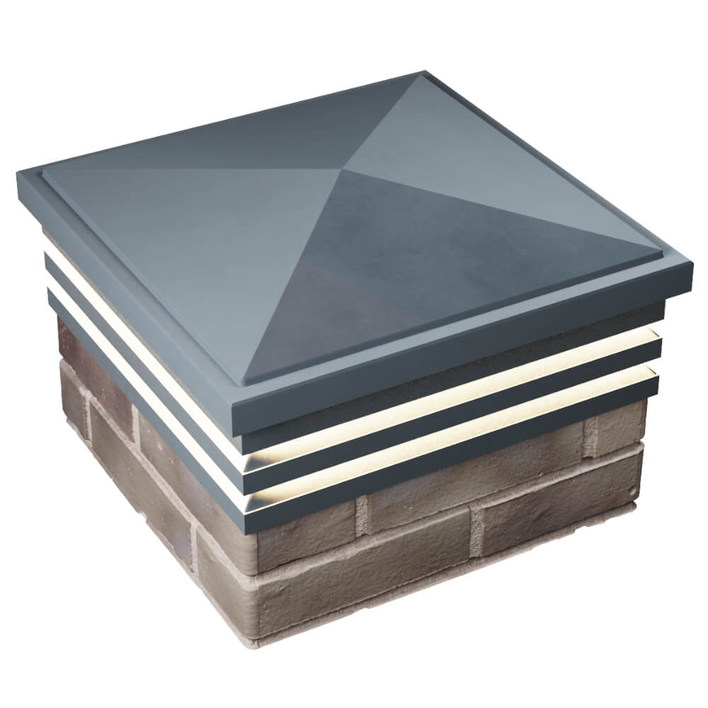 Колпак Zking Бона ХайТек Серый на столб 1.5х1.5 кирпича (385х385мм) с подсветкой в Шахтах фото