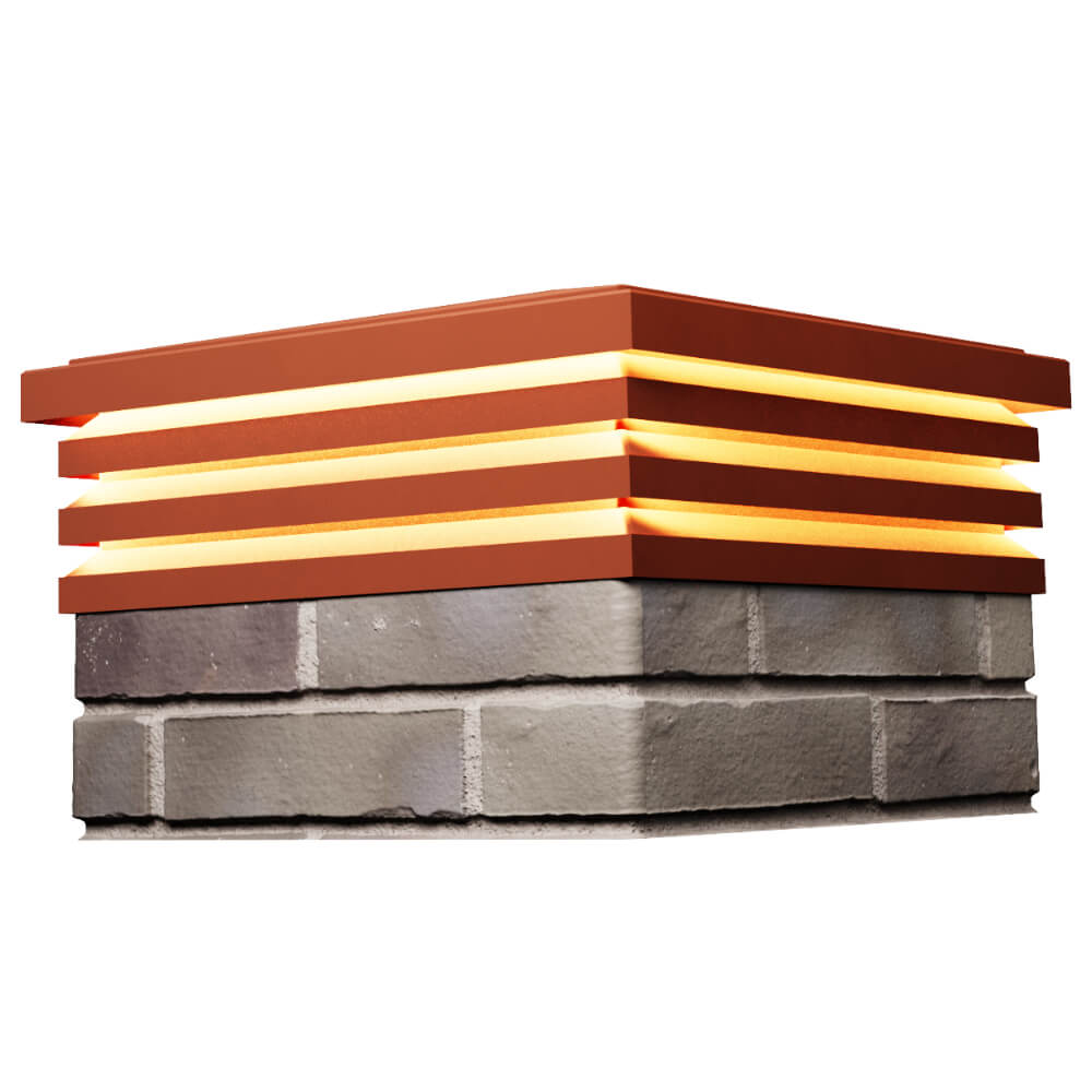 Колпак Zking Бона ХайТек Красный на столб 1.5х1.5 кирпича (385х385мм) с подсветкой в Шахтах фото